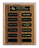 8"x10" 12 Plate Perpetual Plaque, Solid Walnut, Solid Black Color Brass Plates, Custom Engraved - enmengraving