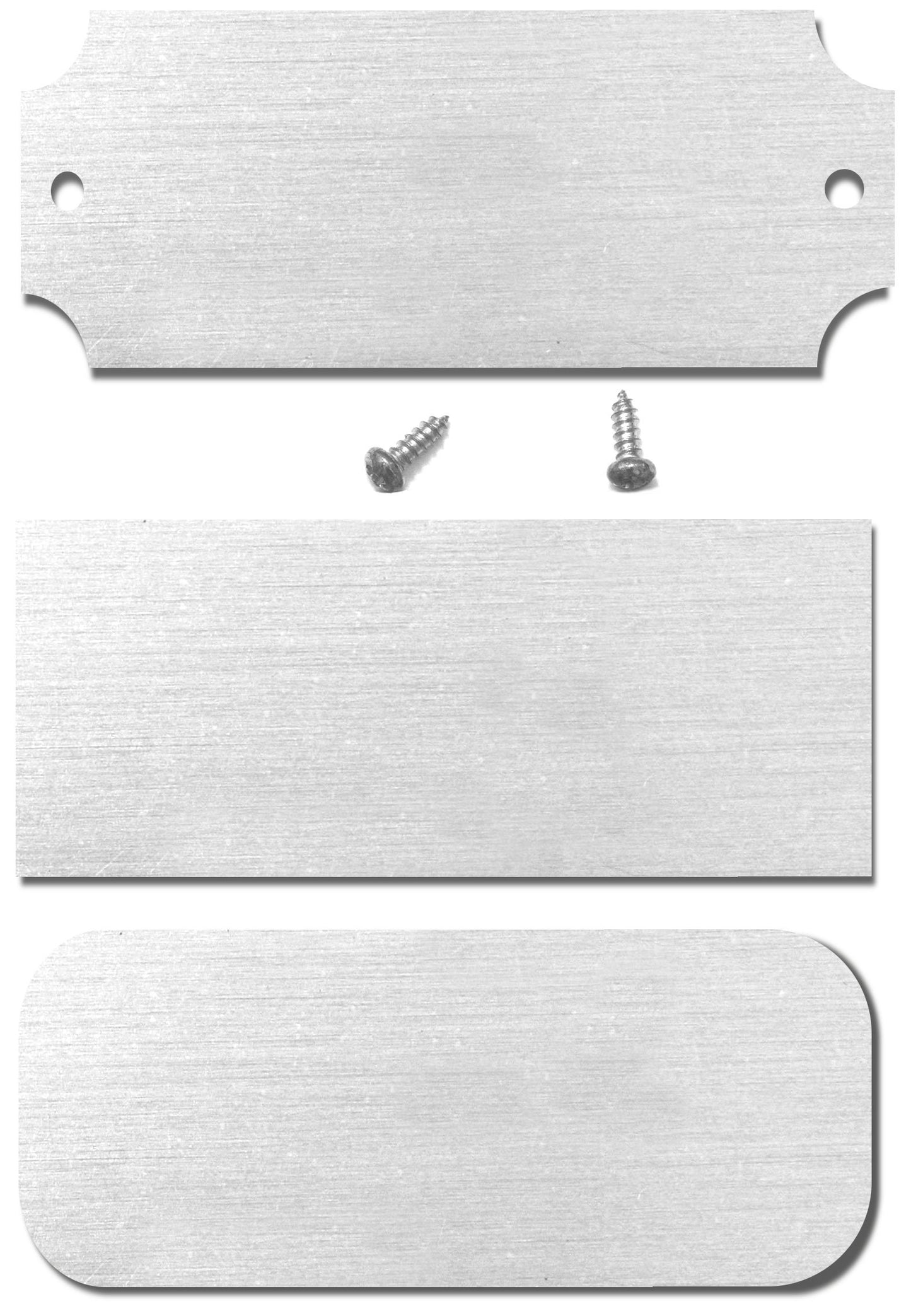 Satin Silver Blank Engraving Plates - Small to Large Sizes - 3/8" H x 1-1/2" W, Square corner, None