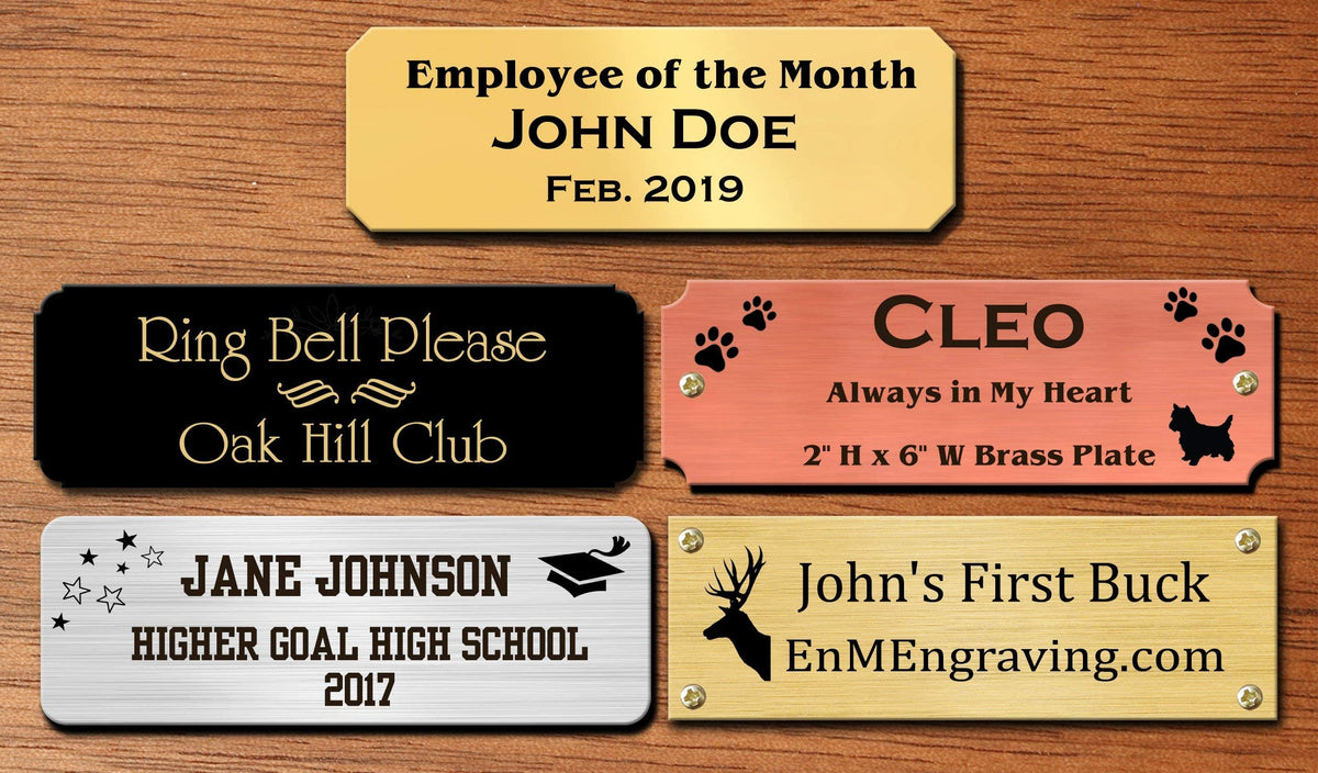 1.5" Tall, Custom Engrave Metal Nameplate - enmengraving