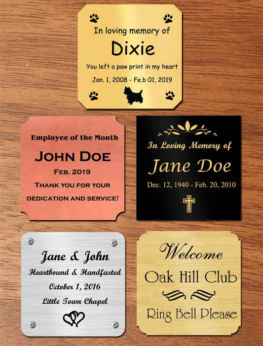 1.75" Tall, Custom Engrave Metal Nameplate - enmengraving