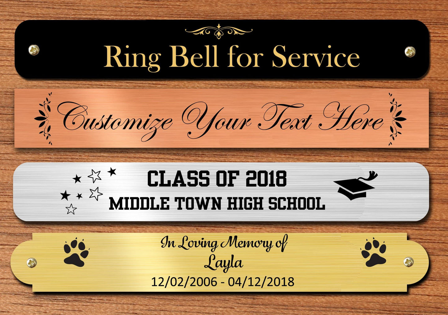 0.5" Tall, Custom Engrave Metal Nameplate - enmengraving