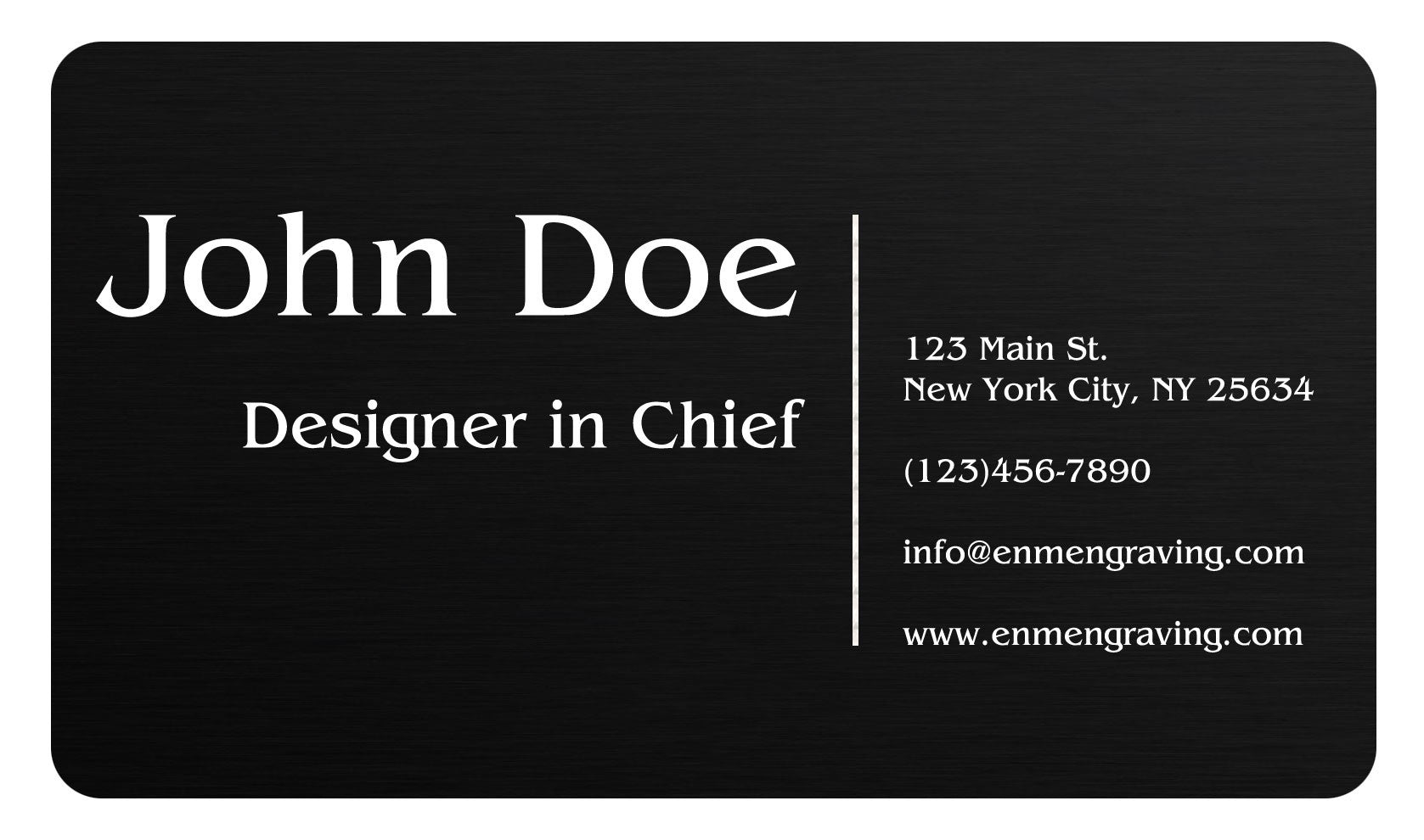 Metal Business Cards, Personalized Laser Engraved Matte Black Aluminum - enmengraving