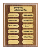 8"x10" 12 Plate Perpetual Plaque, Solid Walnut, Solid Satin Brass Plates, Custom Engraved - enmengraving