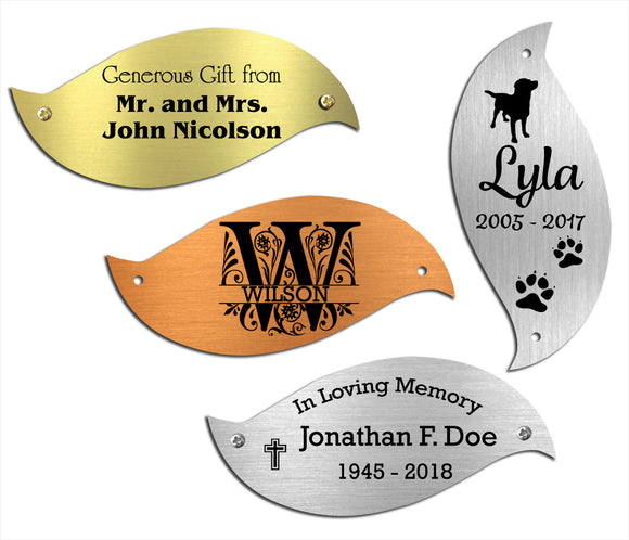 Tree of Life Nameplate Leaves, Donor Recognition Walls, Perpetual Plaque, Fundraiser, Personalized Custom Engraved Label Art Tag for Frames, Made to Order, Made in USA, 2-1/16