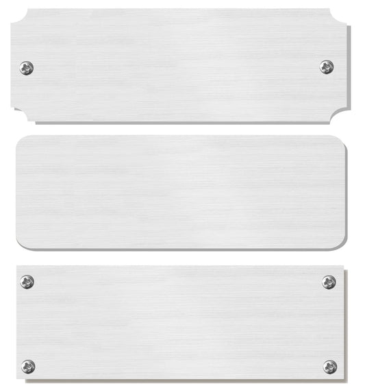 2" H x 8" W, Satin Nickel Silver Pre-Lacquered Blank Name Plate, Rectangular, Rounded or Notched Corners, 1, 5, 10 or 20 Quantity Pack - enmengraving