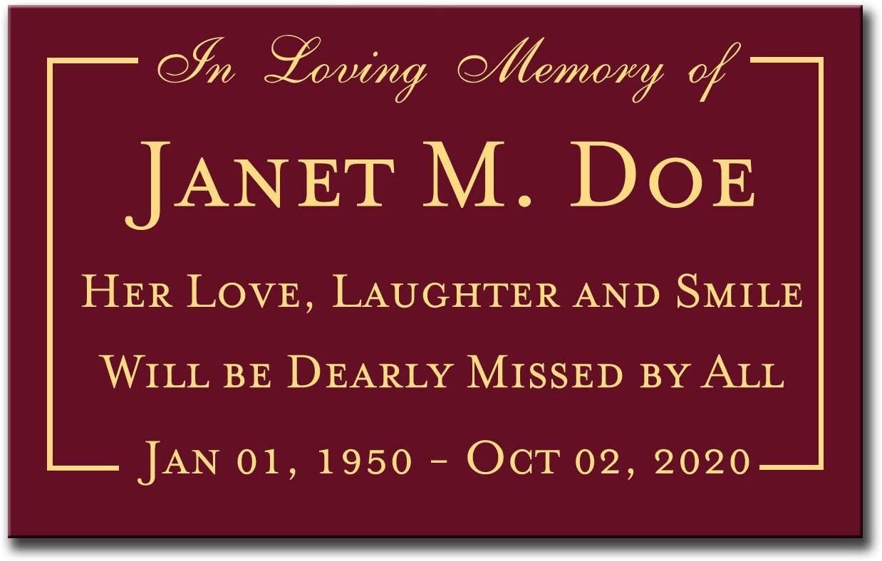 Elegant Engraved Metal Memorial Plaque, Personalized Message - EnMEngraving