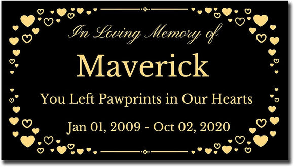 Elegant Engraved Metal Memorial Plaque, Hearts Border, Personalized Message - EnMEngraving