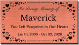 Elegant Engraved Metal Memorial Plaque, Hearts Border, Personalized Message - EnMEngraving