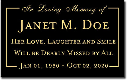 Elegant Engraved Metal Memorial Plaque, Personalized Message - EnMEngraving