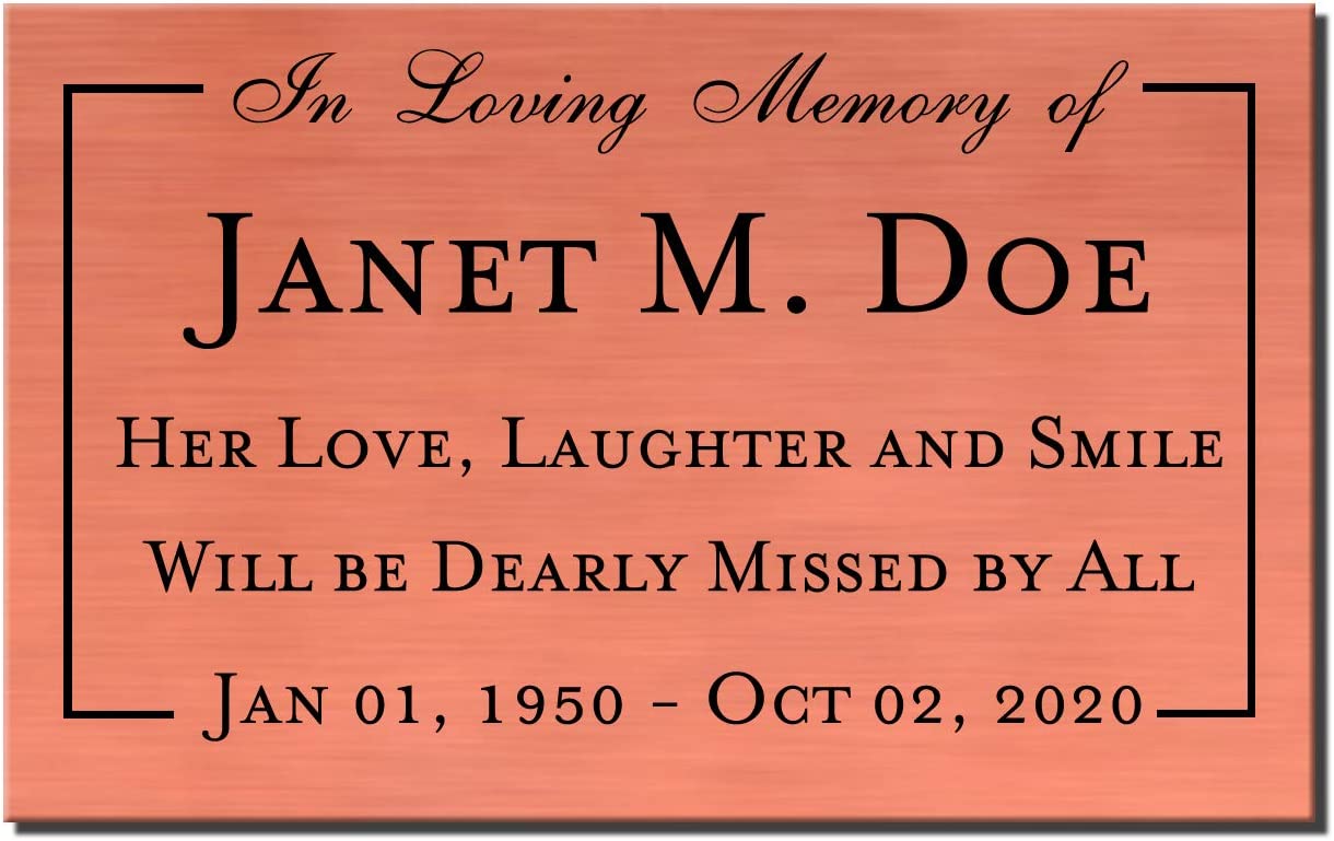 Elegant Engraved Metal Memorial Plaque, Personalized Message - EnMEngraving