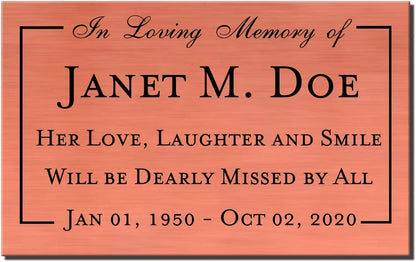 Elegant Engraved Metal Memorial Plaque, Personalized Message - EnMEngraving