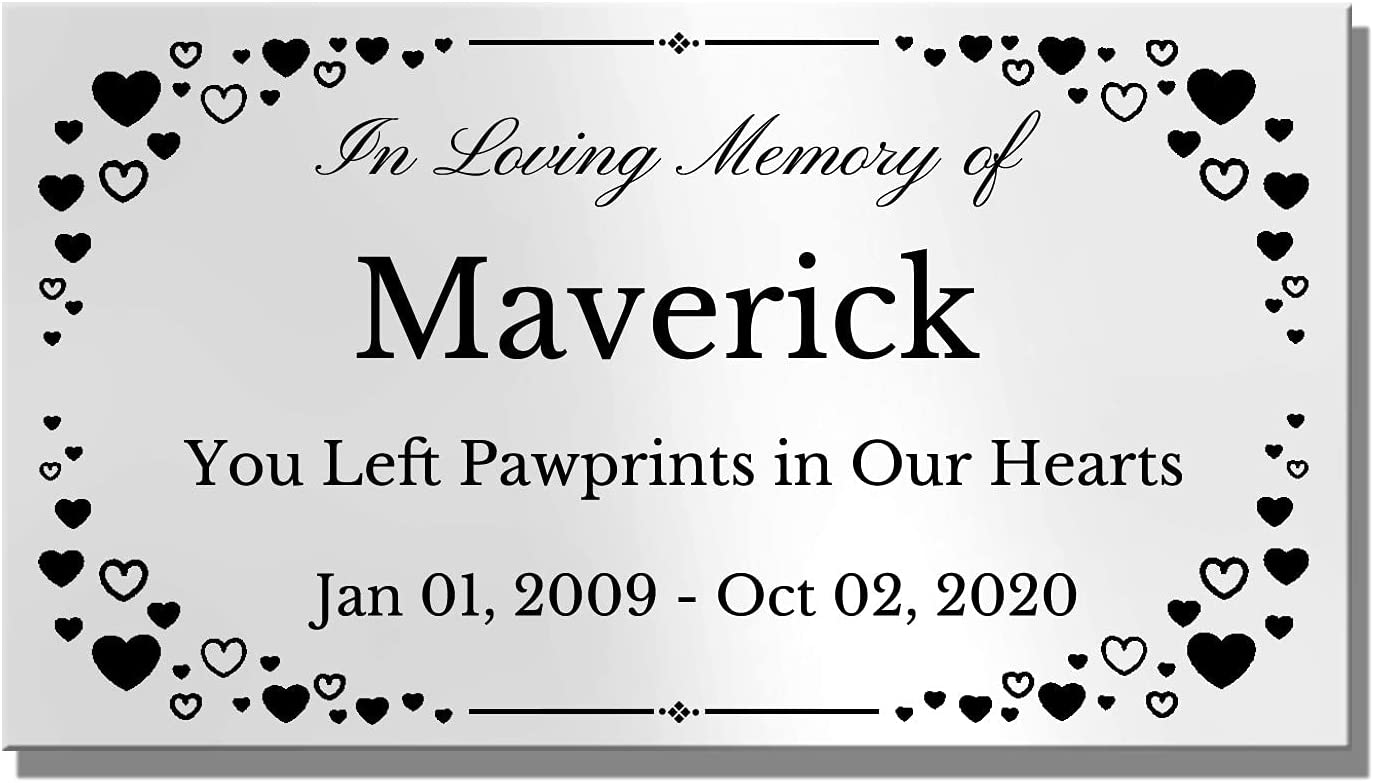 Elegant Engraved Metal Memorial Plaque, Hearts Border, Personalized Message - EnMEngraving