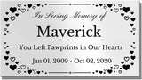Elegant Engraved Metal Memorial Plaque, Hearts Border, Personalized Message - EnMEngraving