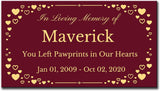 Elegant Engraved Metal Memorial Plaque, Hearts Border, Personalized Message - EnMEngraving