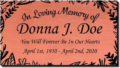 Elegant Engraved Metal Memorial Plaque, Classic Border, Personalized Message - EnMEngraving