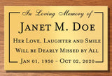 Elegant Engraved Metal Memorial Plaque, Personalized Message - EnMEngraving