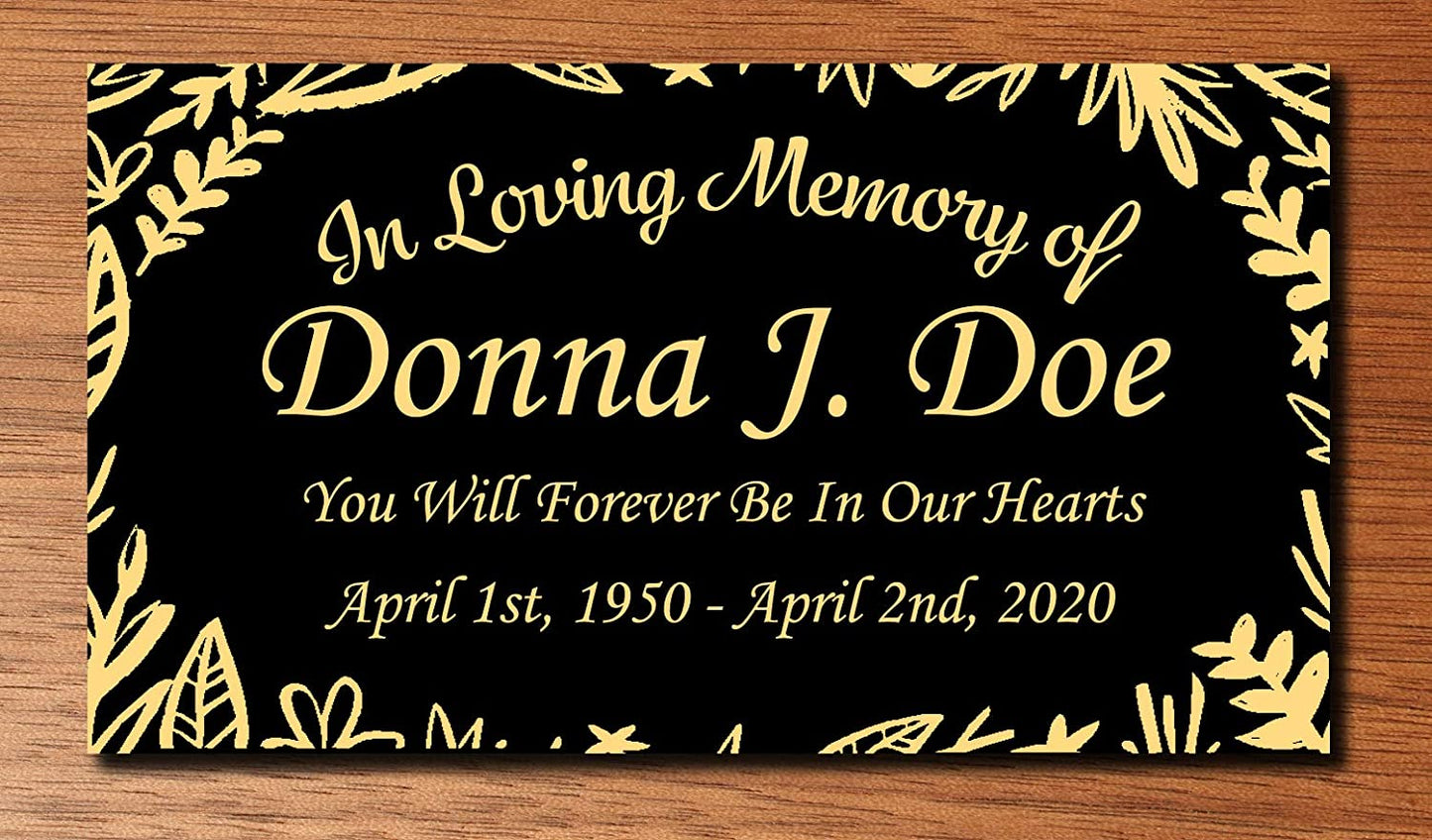 Elegant Engraved Metal Memorial Plaque, Classic Border, Personalized Message - EnMEngraving