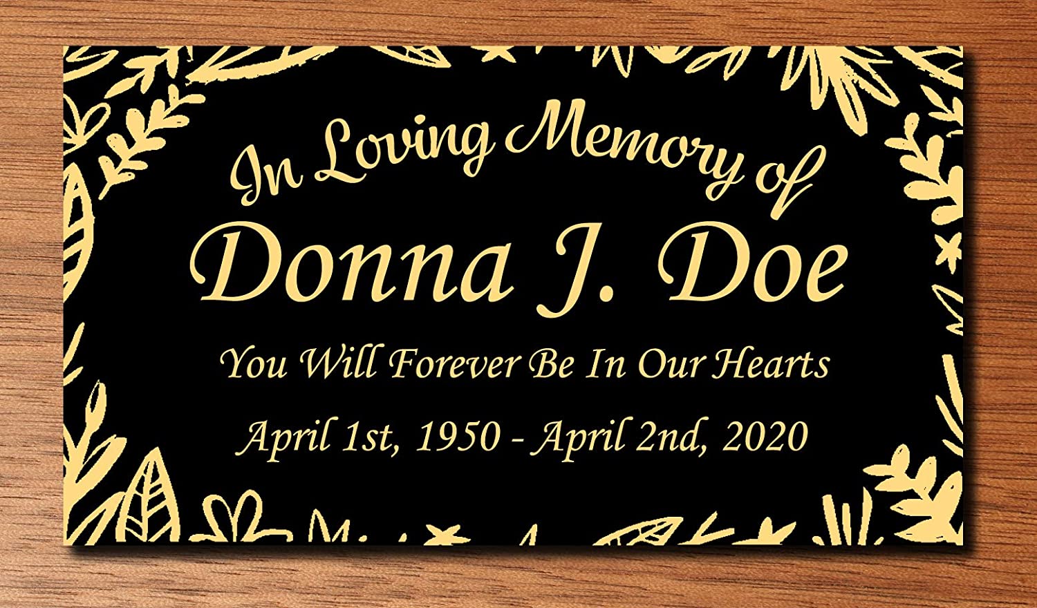 Elegant Engraved Metal Memorial Plaque, Classic Border, Personalized Message - EnMEngraving
