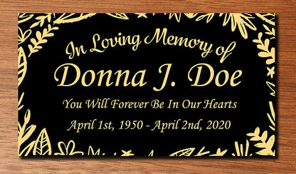 Elegant Engraved Metal Memorial Plaque, Classic Border, Personalized Message - EnMEngraving