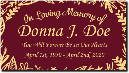 Elegant Engraved Metal Memorial Plaque, Classic Border, Personalized Message - EnMEngraving