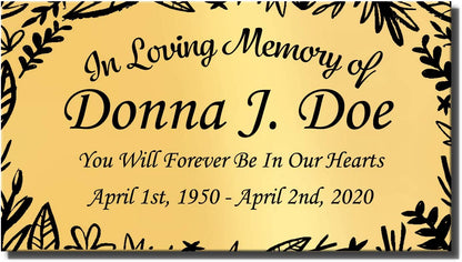 Elegant Engraved Metal Memorial Plaque, Classic Border, Personalized Message - EnMEngraving