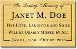 Elegant Engraved Metal Memorial Plaque, Personalized Message - EnMEngraving
