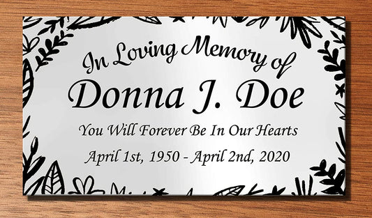 Elegant Engraved Metal Memorial Plaque, Classic Border, Personalized Message - EnMEngraving