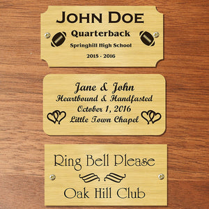 0.75" H x 4.5" W, Trapezoid Brass Name Plate - enmengraving