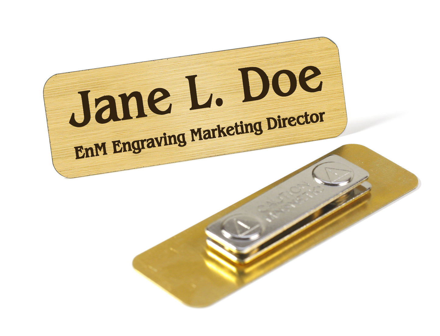 Rectangular Custom Engraved Brass Name Badge - enmengraving