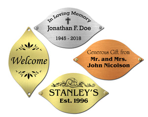 Tree of Life Nameplate Leaves, Donor Recognition Walls, Perpetual Plaque, Fundraiser, Personalized Custom Engraved Label Art Tag for Frames, Made to Order, Made in USA, 1-7/8" x 3-1/4" - enmengraving