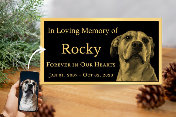 Memorial nameplate with photo for loved ones - enmengraving