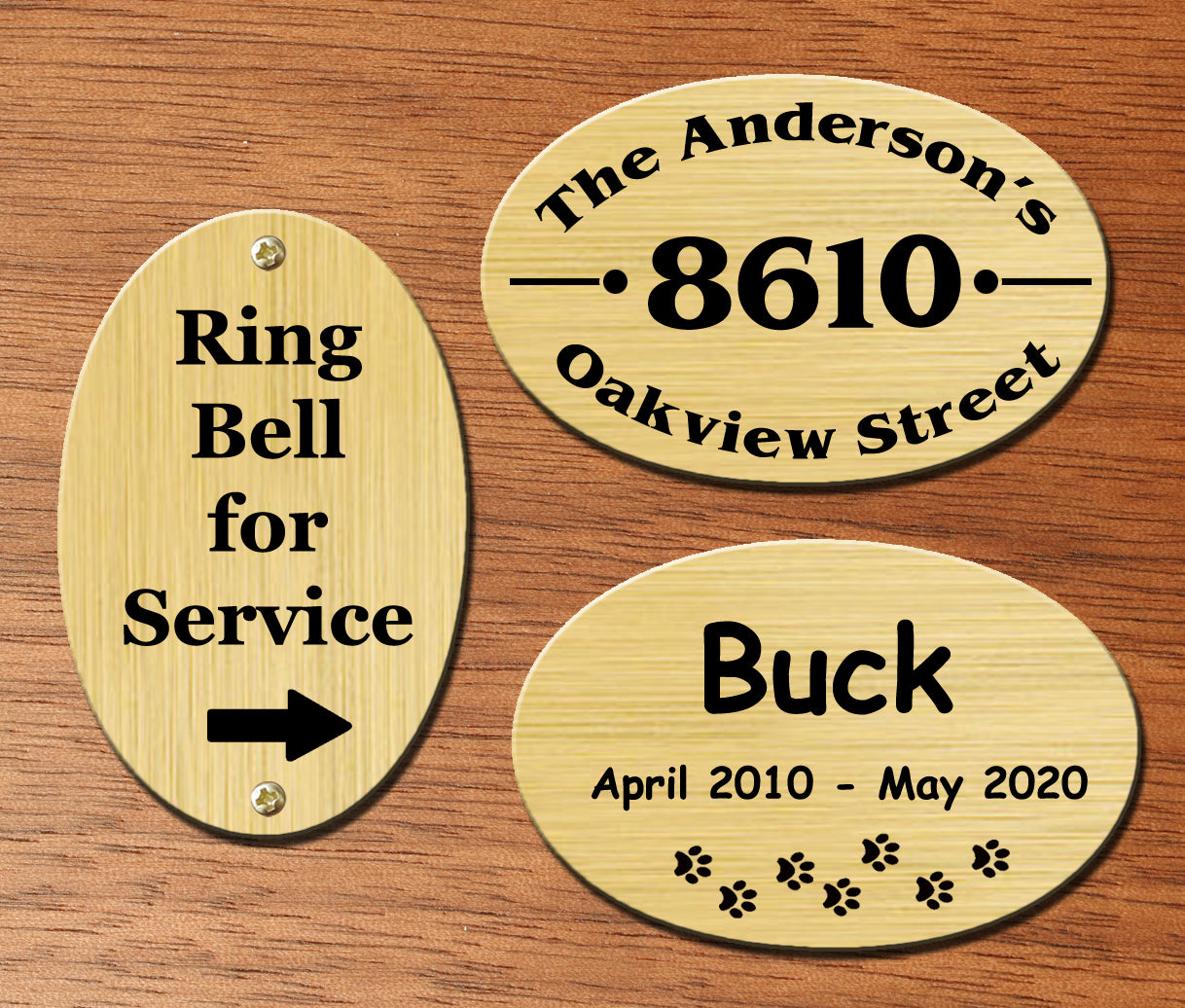 1-5/8" H x 2-1/2" W Satin Brass Name Plate Oval Shape - enmengraving