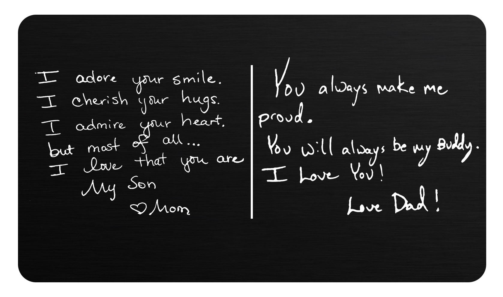 Handwriting Message Cards, Wallet Cards, Prayer Cards, Personalized Laser Engraved Matte Black Aluminum - enmengraving
